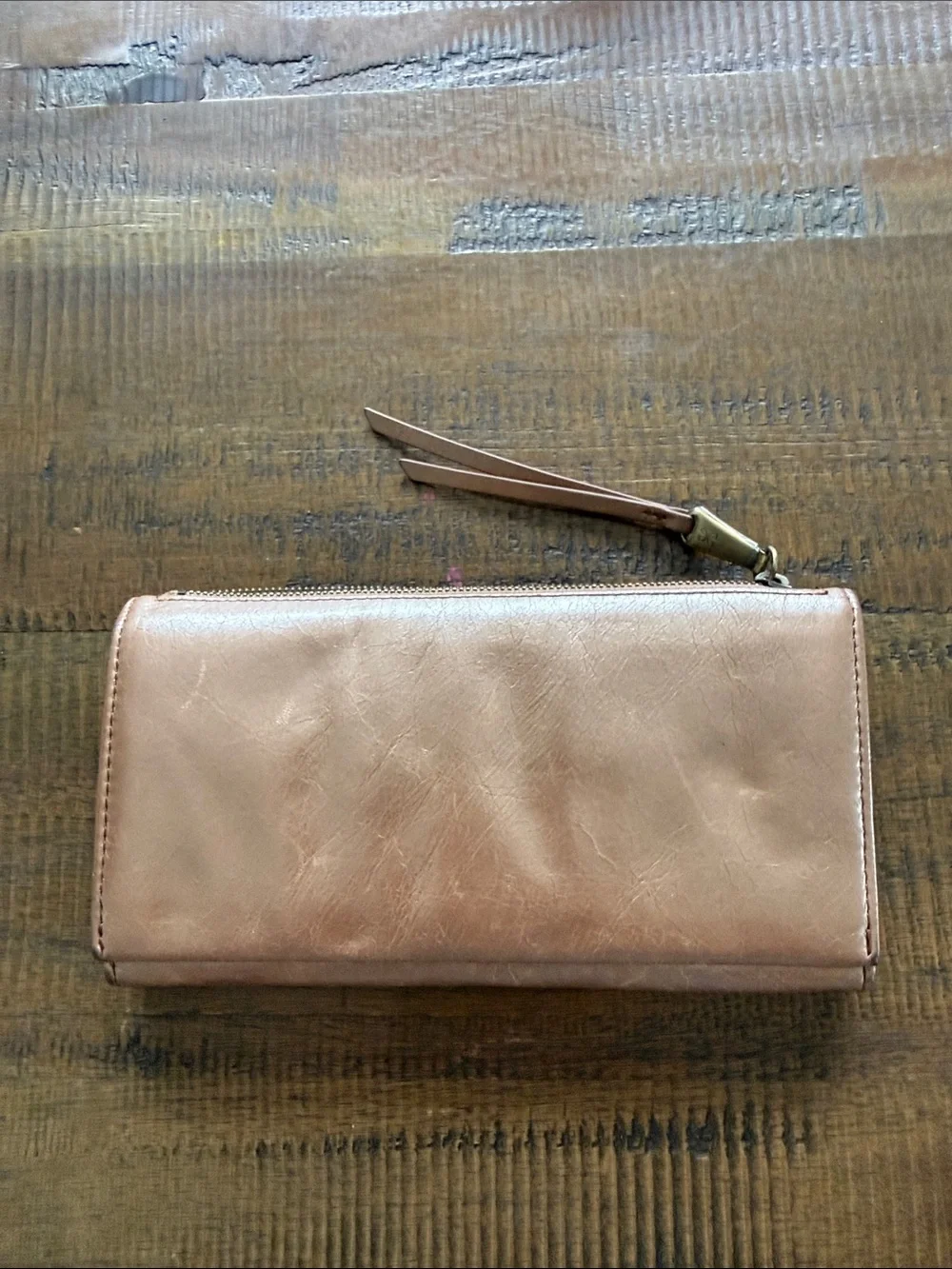 HOBO Women's Leather Zip Wallet - Rose Gold
